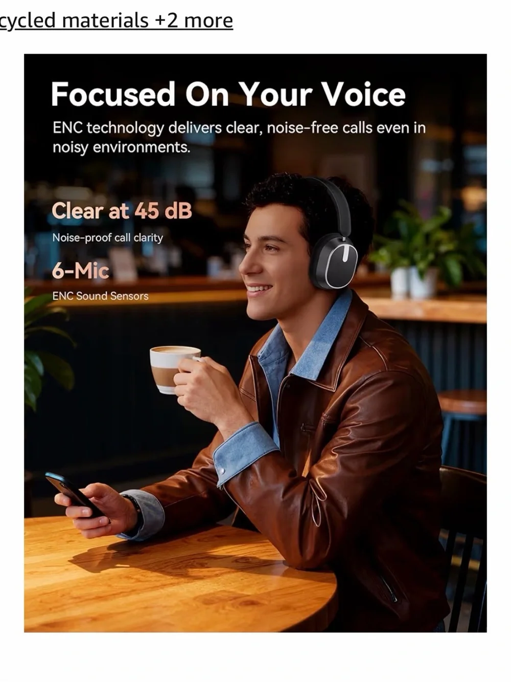 H2 Active Noise Cancelling Headphones - Black w/ digital % screen